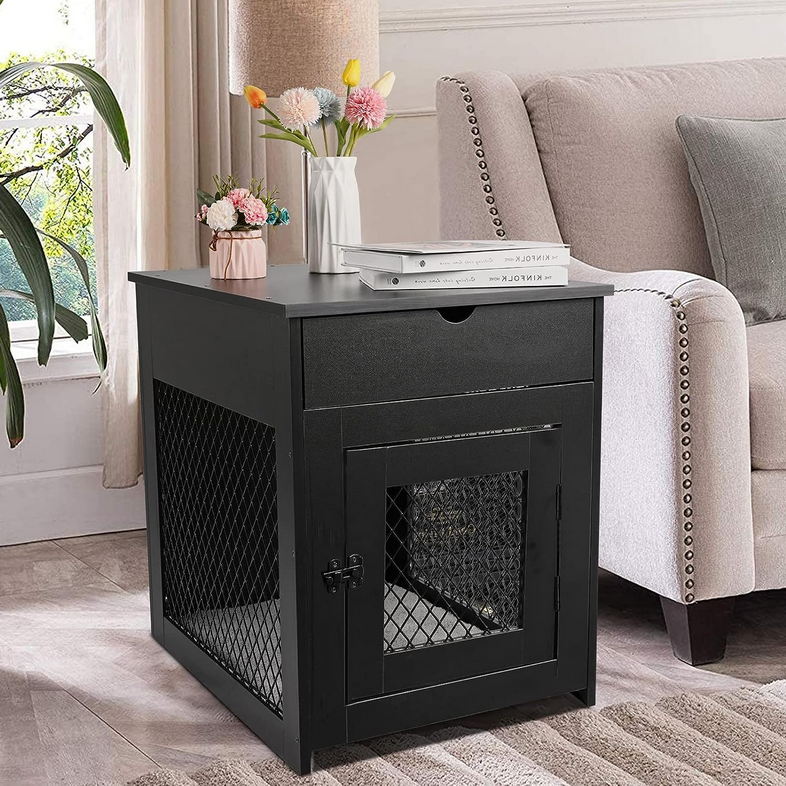 Dog Kennel with Drawer Pad and Tray - Pet Furniture Designs