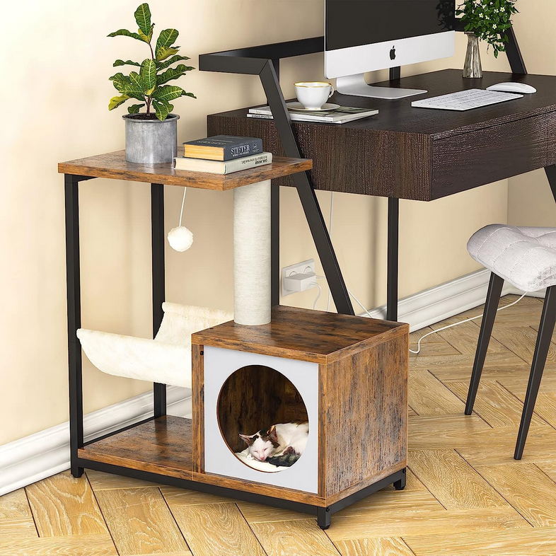 Modern Wooden Cat Tree Tower - Pet Furniture Designs